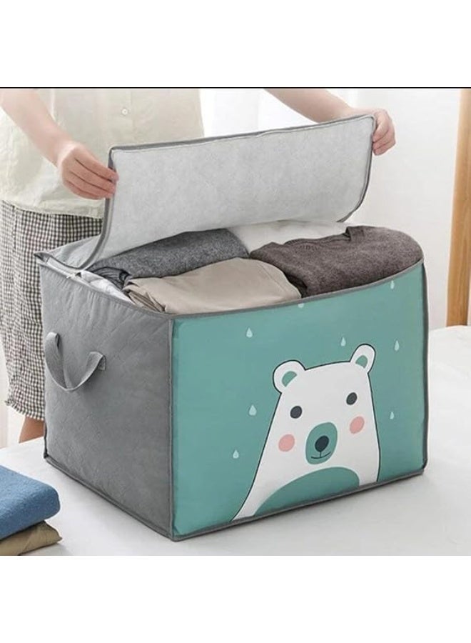 Clothes Storage Bag Blankets Storage Bag Storage Pouch Organizer Cartoon Prints Folding Clothes Organizer for Clothes Quilt Blanket - Image 5